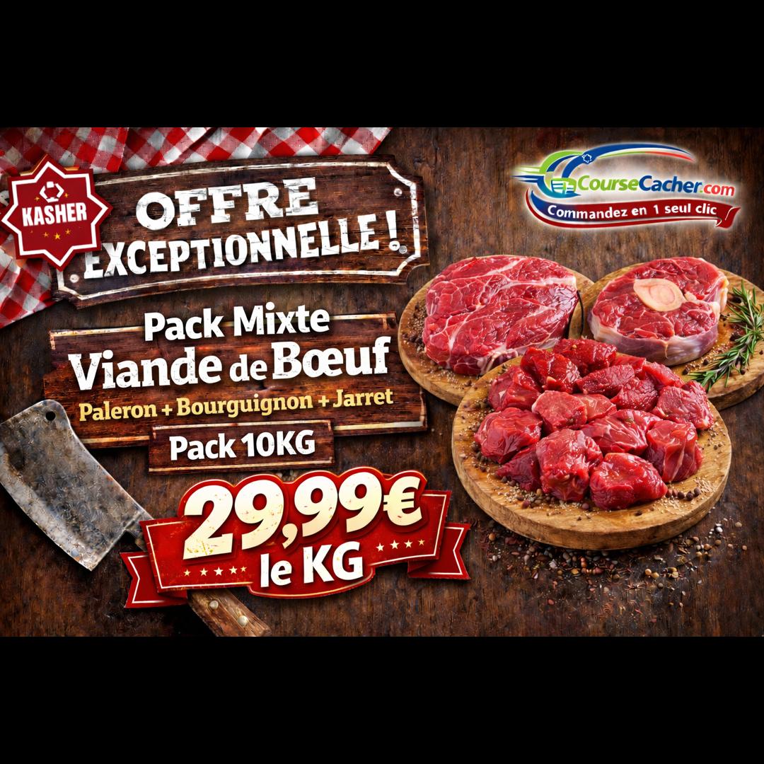 Pack mixte 10kg mélangé paleron/ bourguignon/ jarret