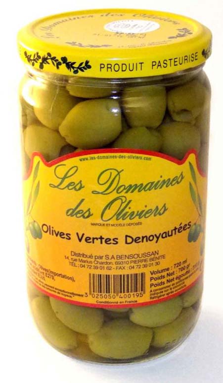 Olives vertes dénoyautées 720ml