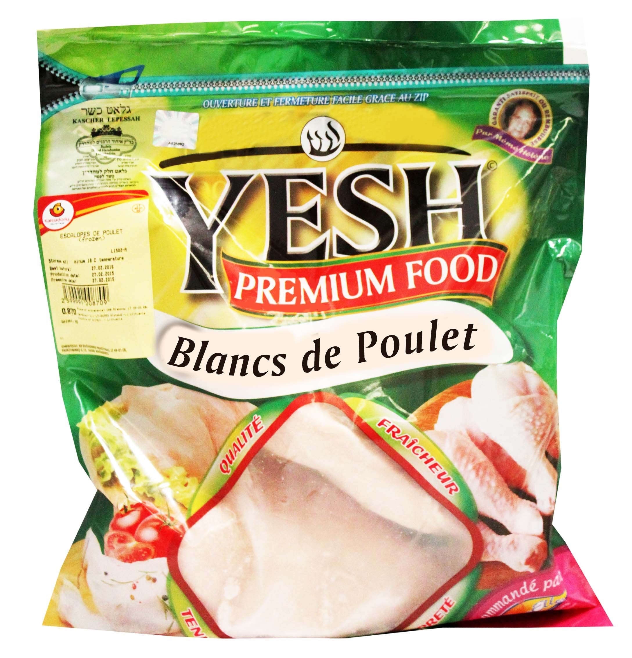 Blanc de poulet YESH sachet d’environ 1,100kg