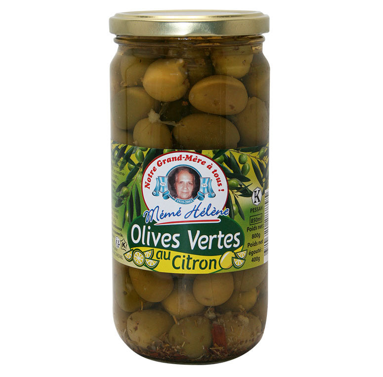 Olives vertes au citron MÉMÉ HÉLÈNE 850ml KLP