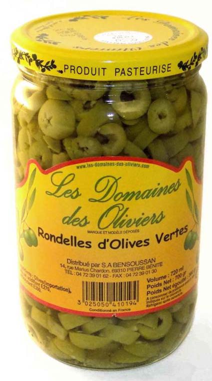 Rondelles d’olives vertes 720ml