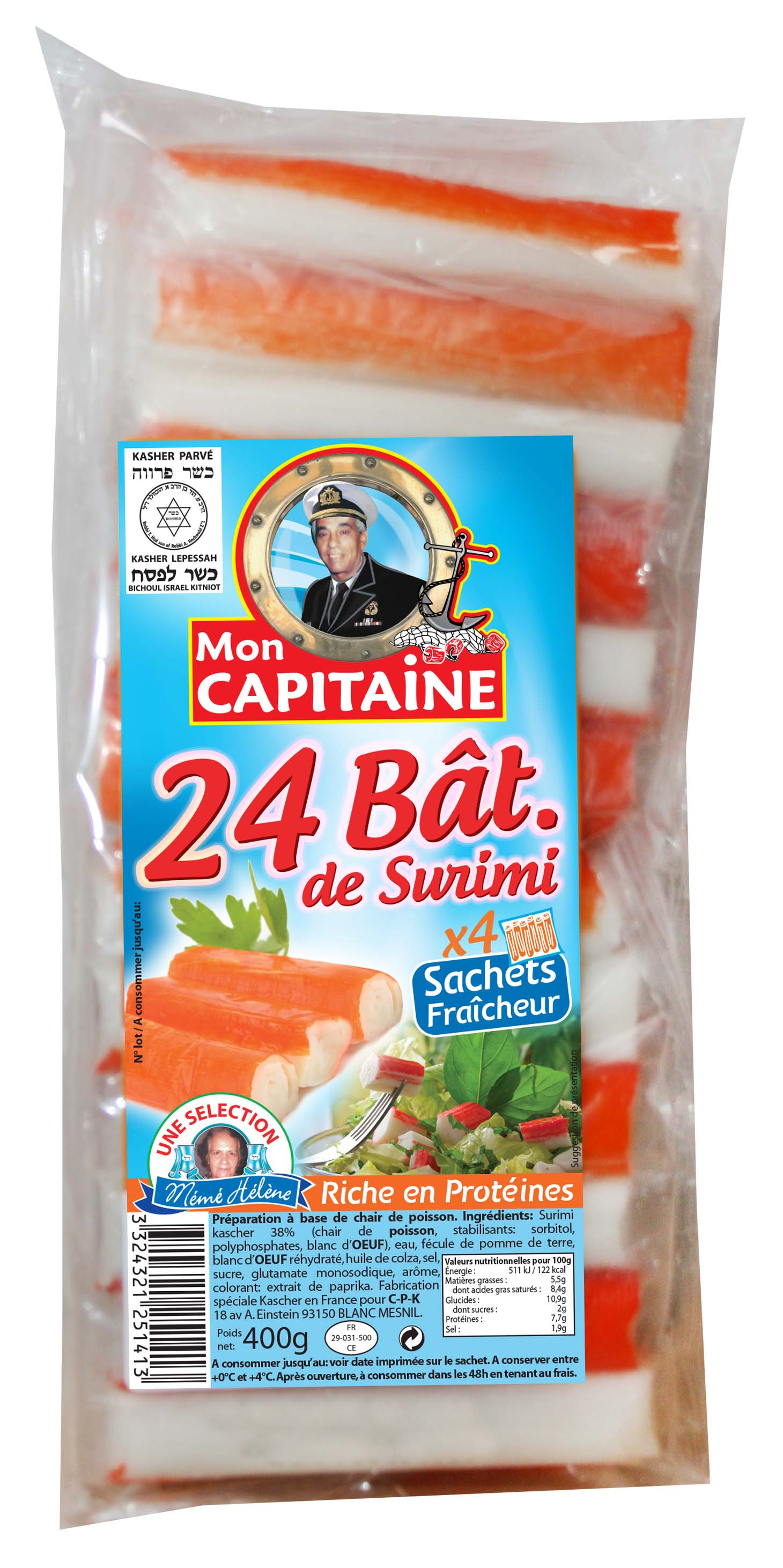 24 Bâtonnets de surimi MON CAPITAINE 400g