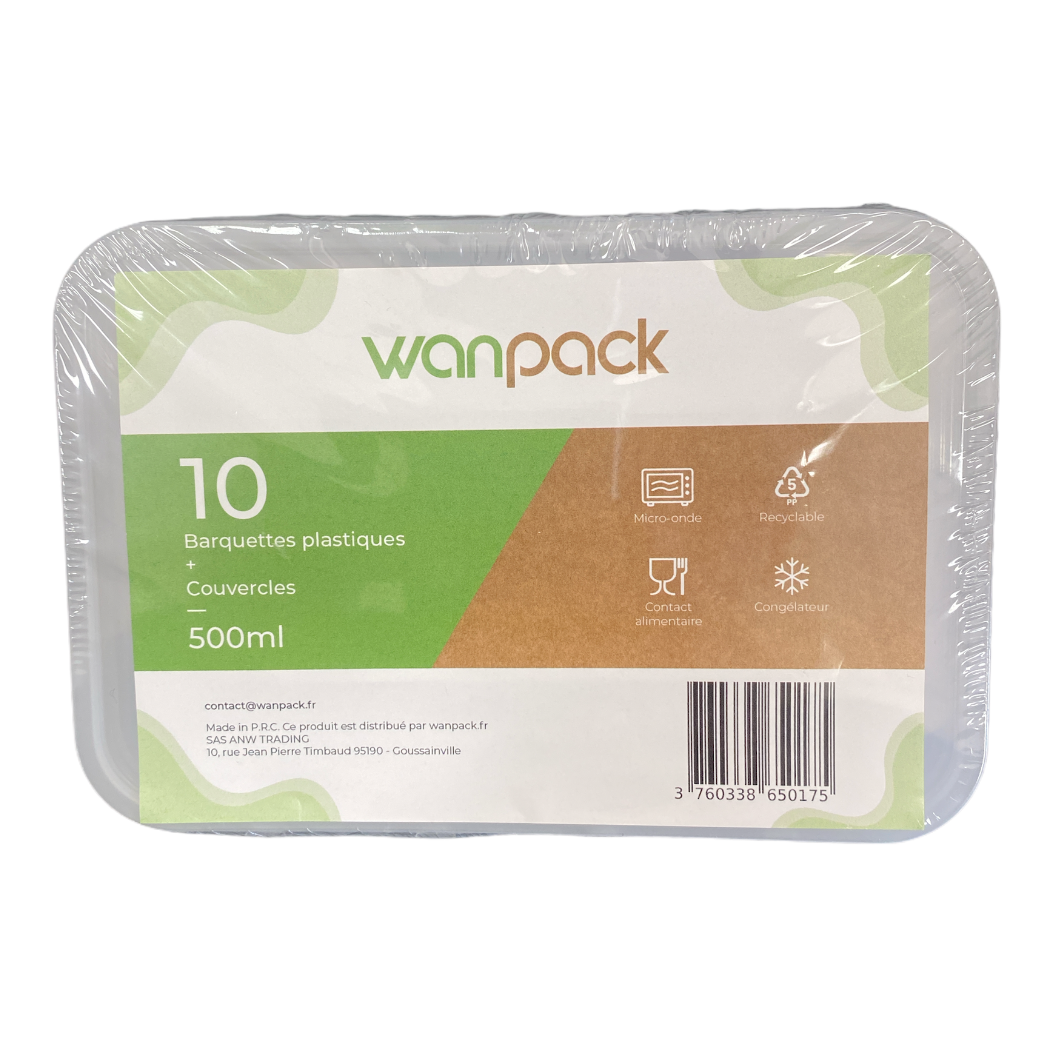 10 Barquettes plastique 500 ml