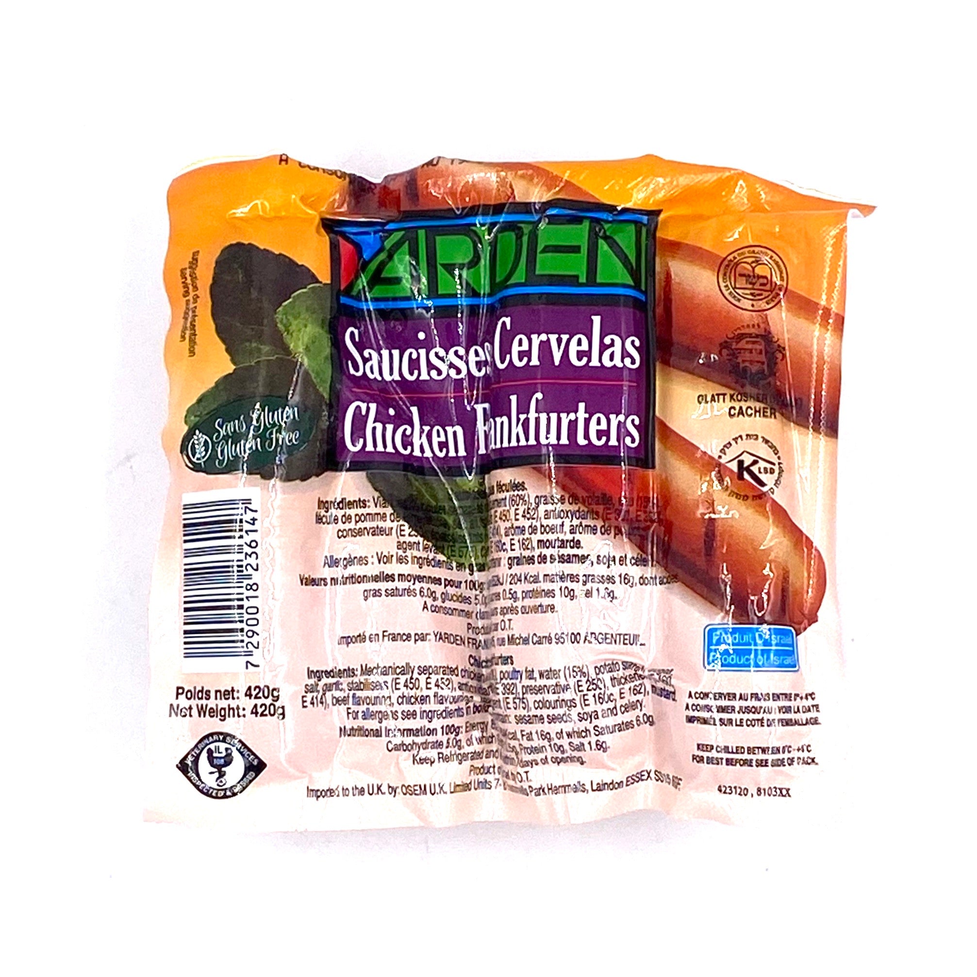YARDEN Saucisses cervelas 420g