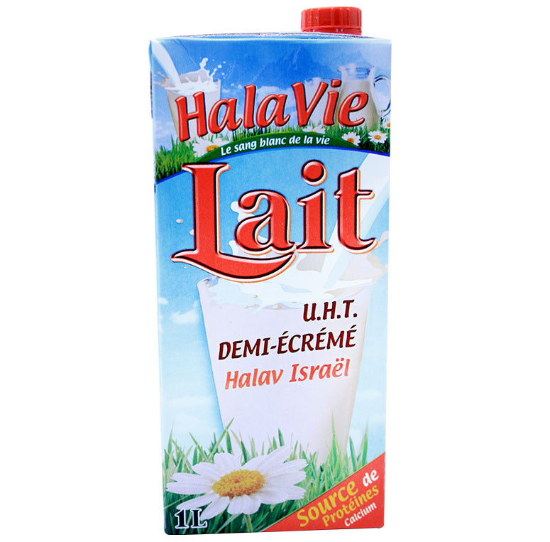 Lait uht demi-écrémé 1L HALAVIE pack de 12