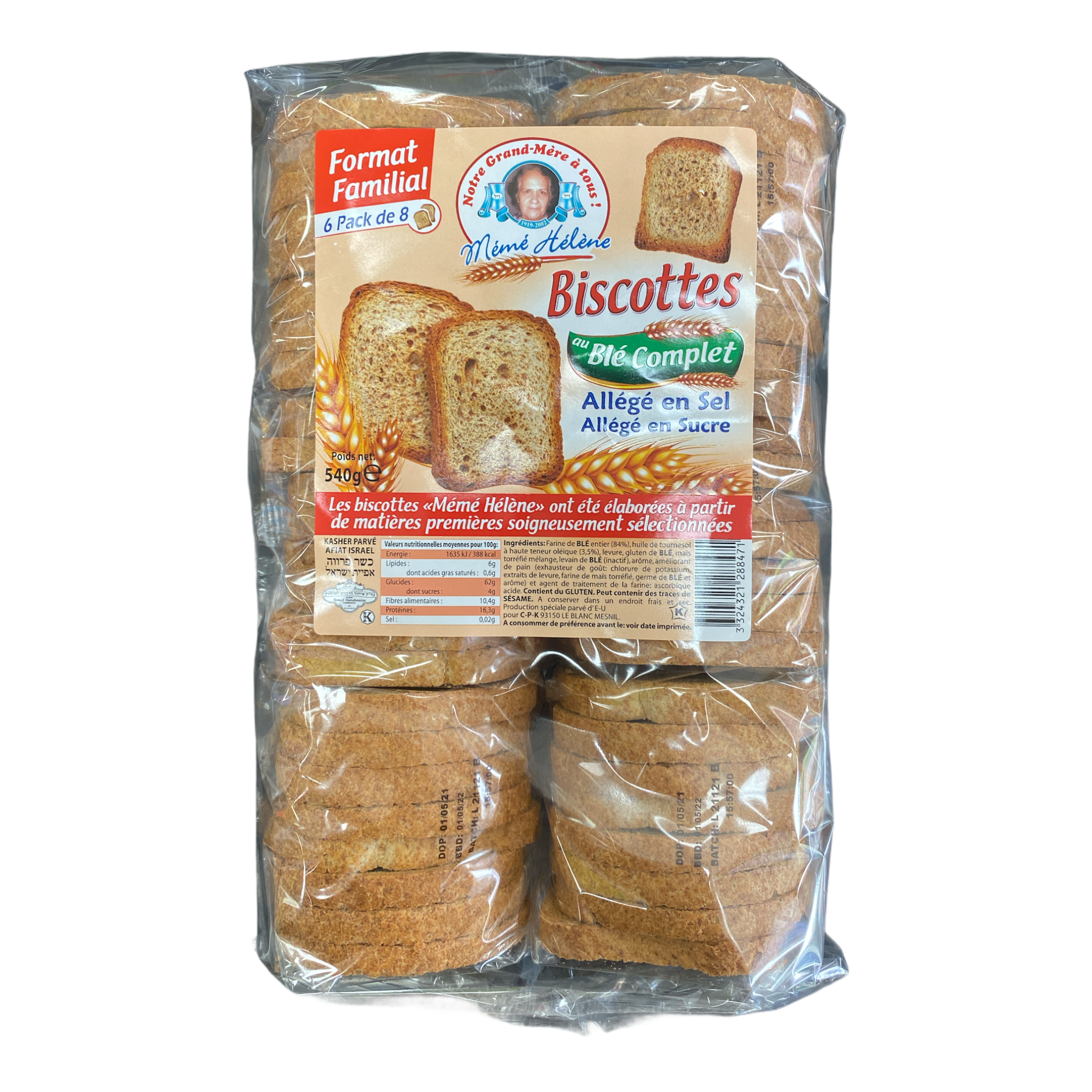 Mémé Hélène biscottes blé complets